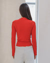 BASERANGE Long Sleeve T-Shirt TTML Collection Ribbed Cotton Portugal BAS-TTML-RB-SU25-MY RED (BROWN)